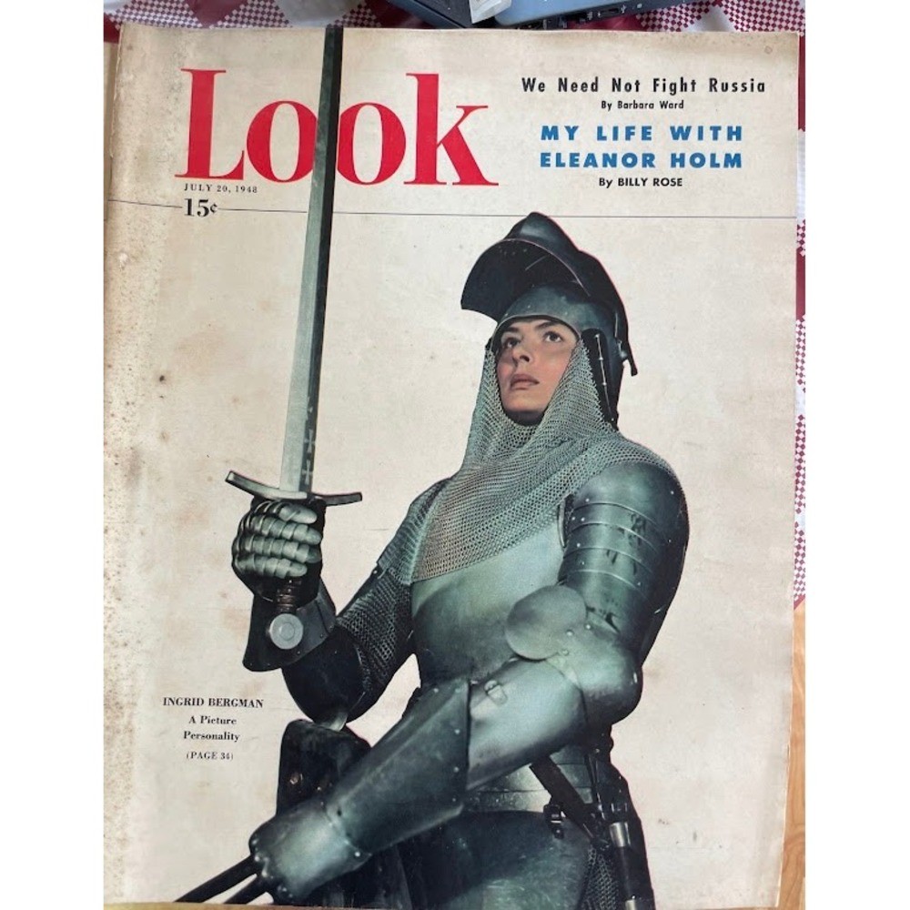 Vintage LOOK Magazine July 20 1948 Ingrid Bergman Cover Joan of Arc NO LABEL